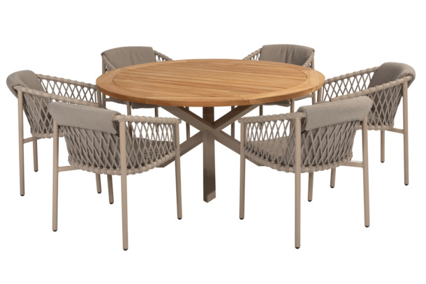 4SO Prado ronde tuintafel in teak met alu onderstel - 1